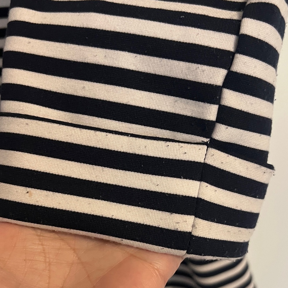 Christian Siriano Black and White Striped Hooded Zip Jacket - Picture 9 of 9